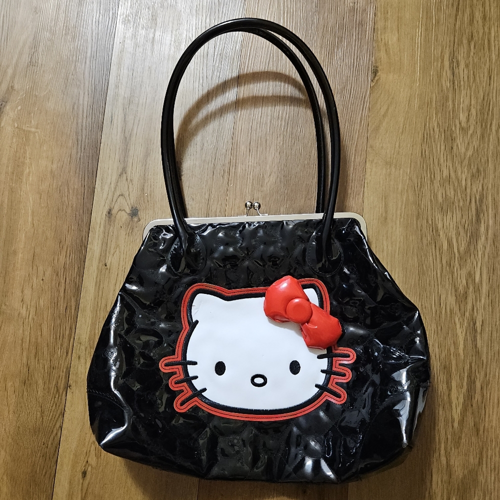 Loungefly Hello Kitty Purse Shoulder Bag Embossed Black Red Leather Handbag